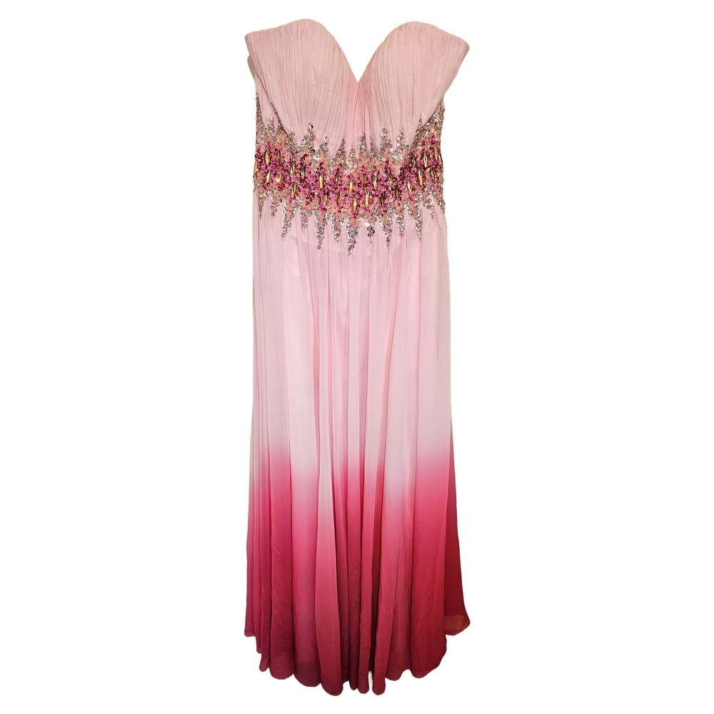 Elegant Gradient Pink Strapless Gown